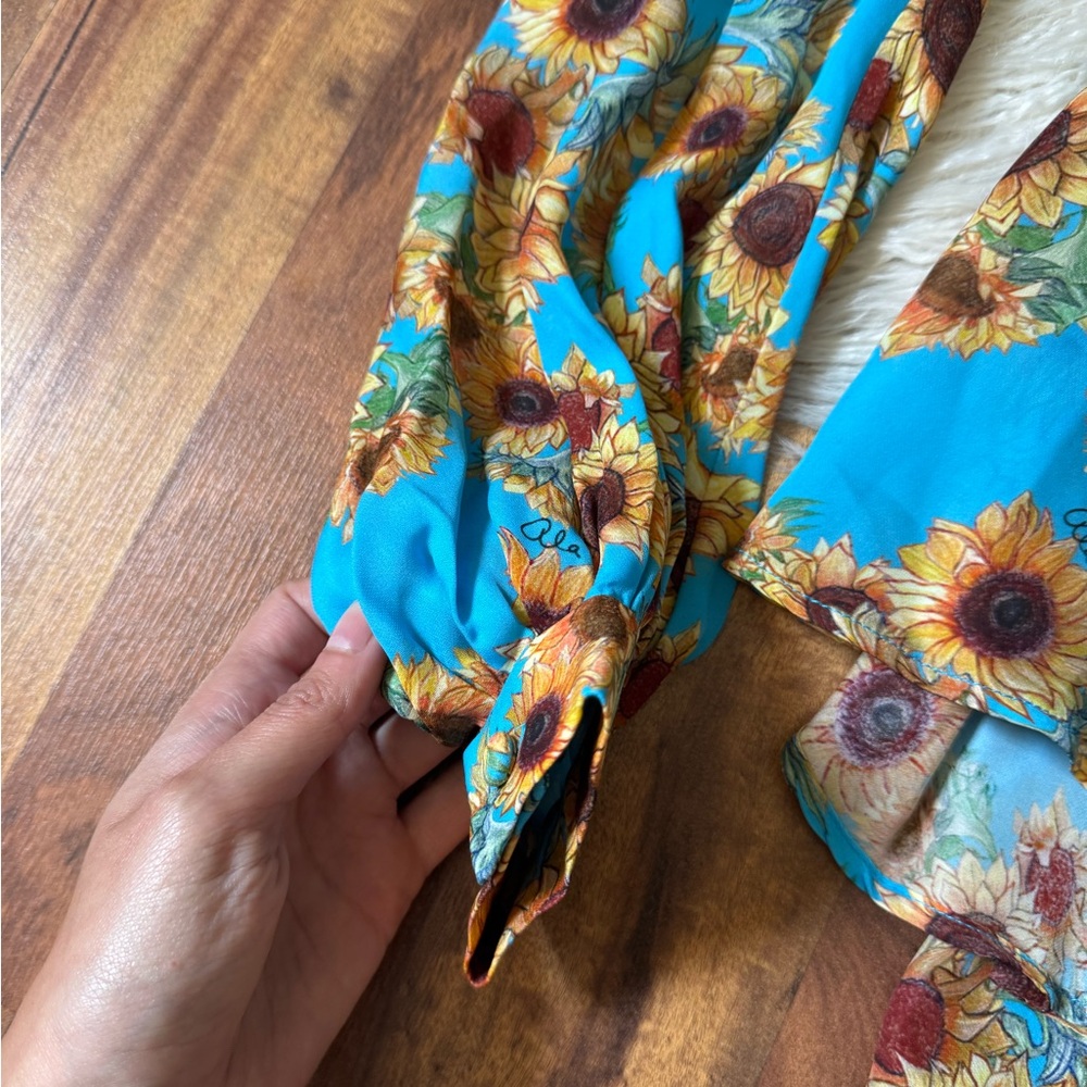 Ala Von Auersperg Julie Silk Wrap Blouse In Sunflower NWT - Picture 2 of 10